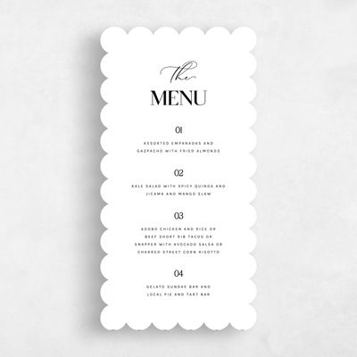 White Scalloped Wedding Menu - Margret