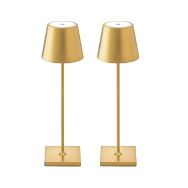 2-Pack LED Cordless Table Lamp 3W 5500mAh Rechargeable Table Lamps Battery Operated Table Light Stepless Dimmable Portable Table Lamp for Restaurant/Table/Bedroom/Outdoor (Gold)
