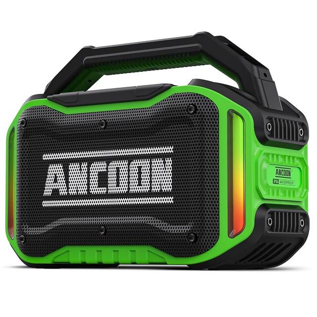 ANCOON Speakers Bluetooth Wireless: 80W(Peak) Loud Speaker with Bass, 20H Playtime, IPX6 Waterproof, Large Jobsite Speakers for Work, Outdoor, Workshop, Garage, Portable Speaker with TWS (Green)