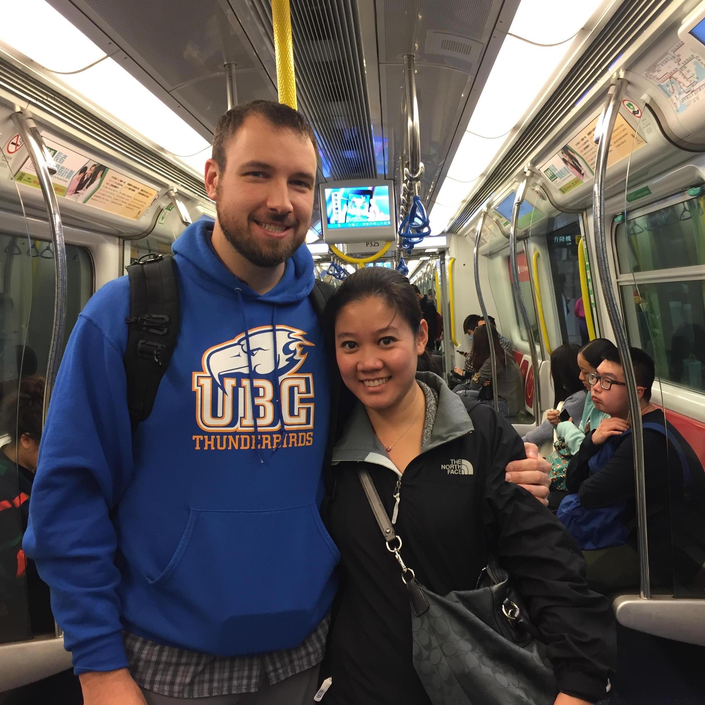 On the metro in Guangzhou on our trip to China in November 2017