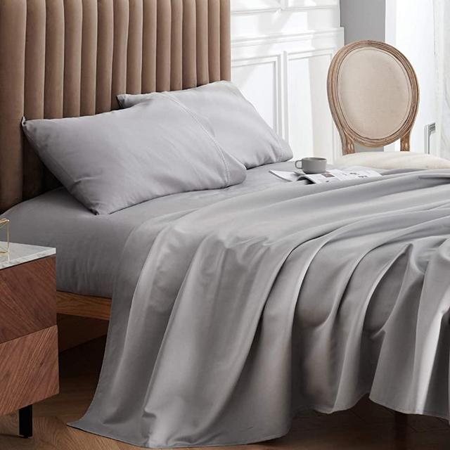 Bedsure 1000 Thread Count Cotton Bed Sheets Set for Queen Bed, Deep Pocket Luxury Sheets Queen Size Bed, Grey (Queen / Full, 90"x102")