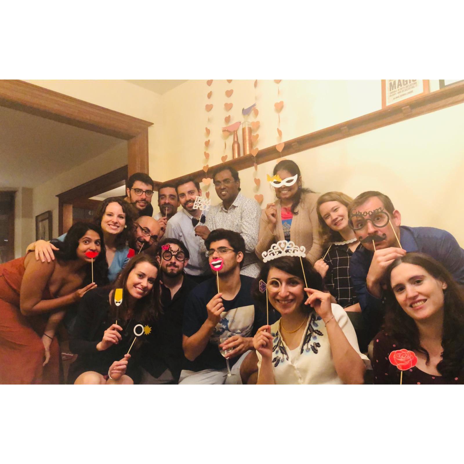 Duygu, Eric, and their D.C. friends at their engagement party!