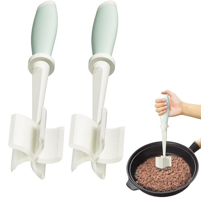 2 Pack Upgrade Meat Chopper, Heat Resistant Meat Masher for Hamburger Meat, Ground Beef Smasher, Nylon Hamburger Chopper Utensil, Ground Non Stick Mix Chopper Mix Potato Masher Tool (White)