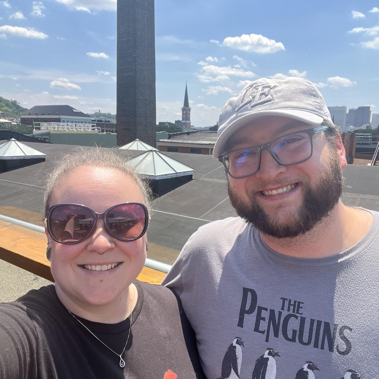 We had an eventful one-year anniversary trip to (you guessed it!) Cincinnati -- this was taken on the rooftop bar at Rhinegeist brewery.