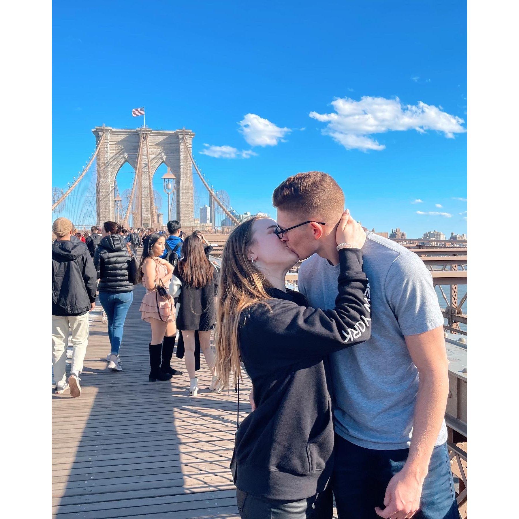 On the Brooklyn Bridge! Our last trip to NYC before Niko deployed in May 2022.