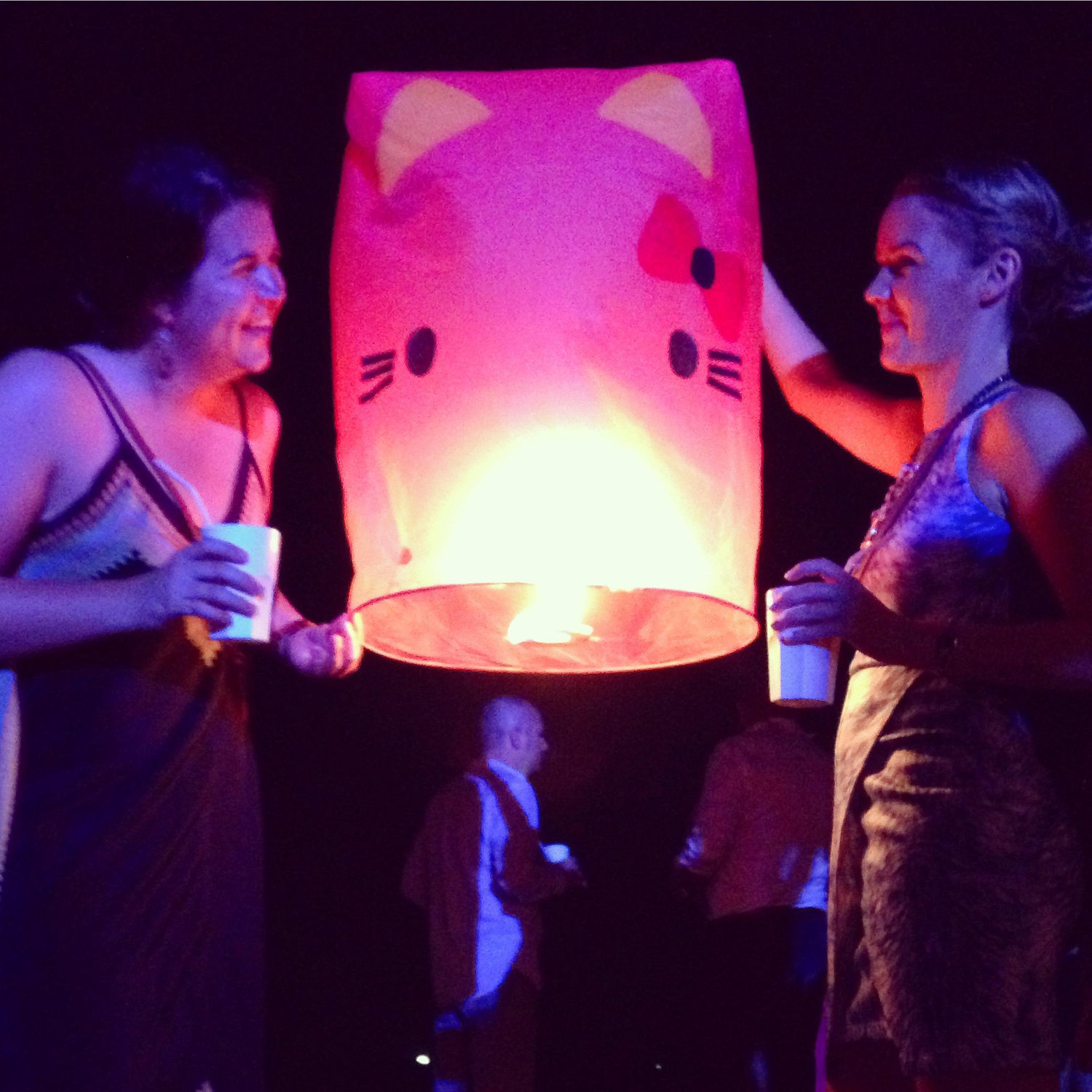 lighting hello kitty lanterns on NYE in Thailand, as you do.