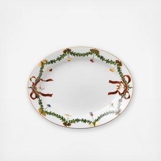 Star Fluted Christmas Oval Platter