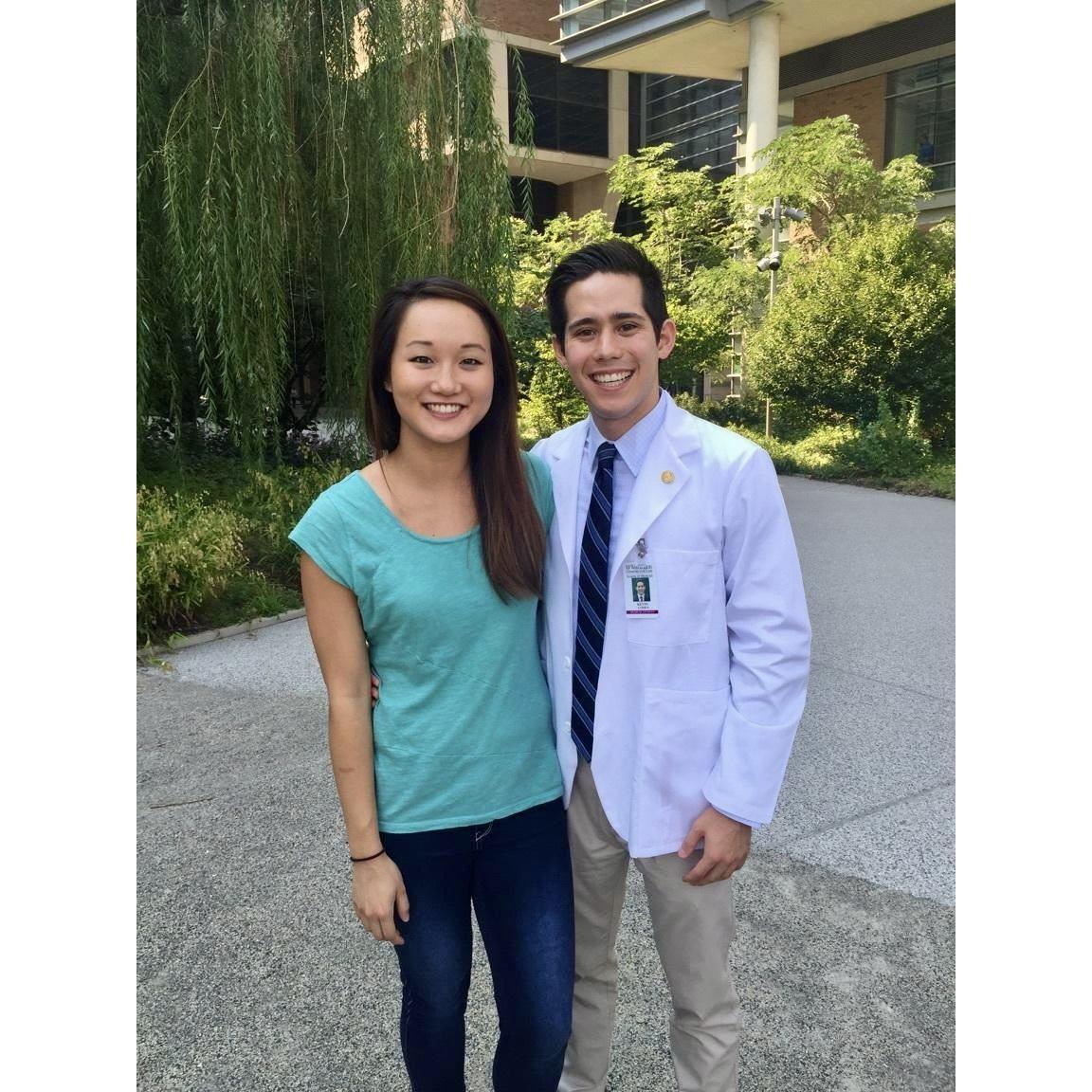 Our very first picture together from even before we began dating at Kevin's white coat ceremony