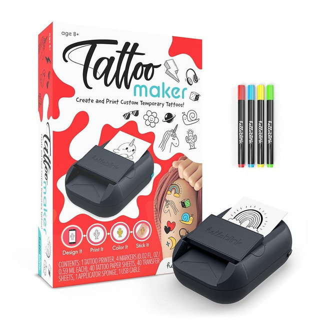 Hello Blink Tattoo Maker Create and Print Custom Temporary Body Art for Kids Ages 8+ – DIY Activity for Parties, Gifts & Creative Fun