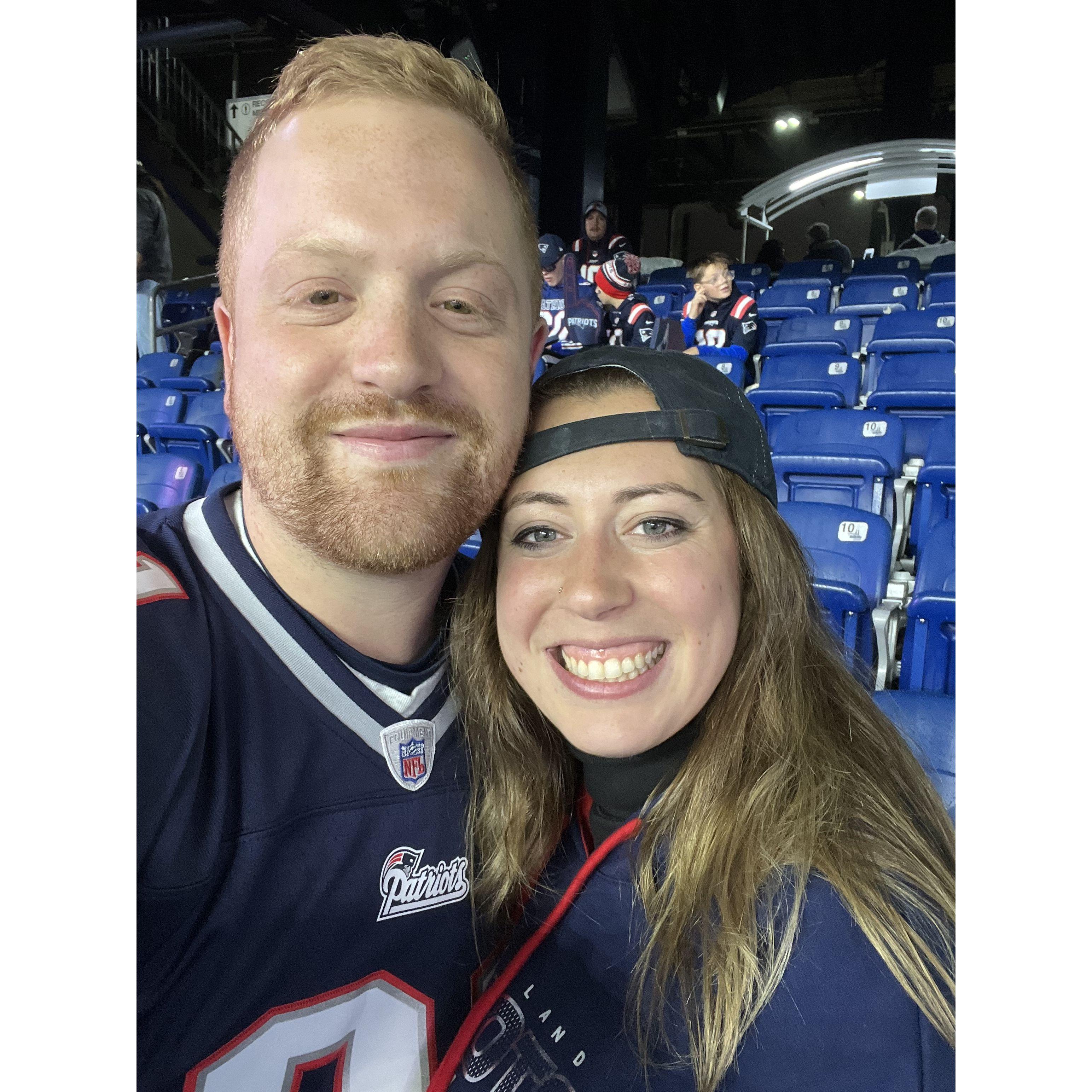 Our first Patriots game back in October 2022, although the Pats lost and the weather was rough, it was a fun time!