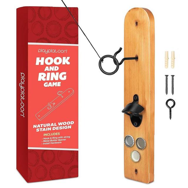 Play Platoon Hook and Ring Game with Bottle Opener and Magnetic Cap Catch - Ring Toss Game for Adults