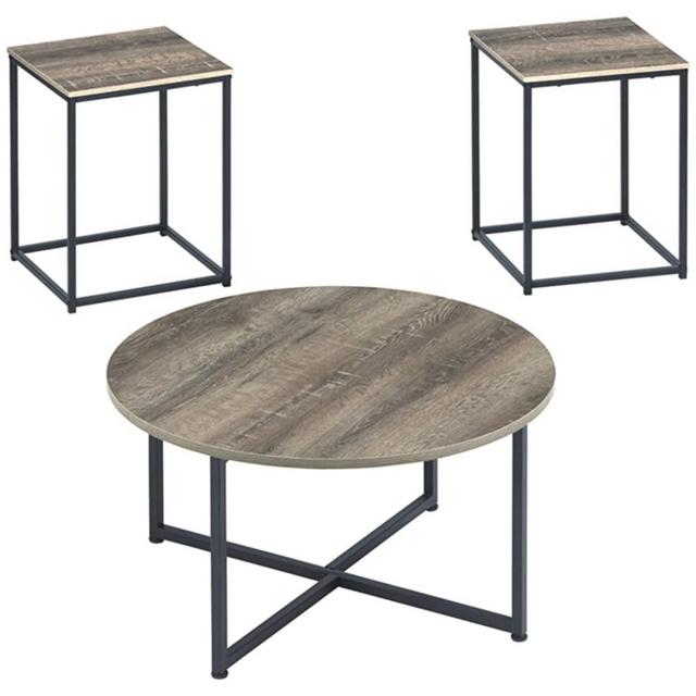 Signature Design by Ashley - Wadeworth Distressed Occasional Table Set of 3, Brown/Black Wood