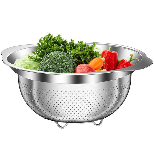 Stainless Steel Colander for Kitchen, 5 Quarts Stainless Steel Strainer, Pasta Strainer for Spaghetti Fruits Vegetables Cooking Food, Large Capacity with Handle Kitchen Food Strainer Basket - 1 Pack