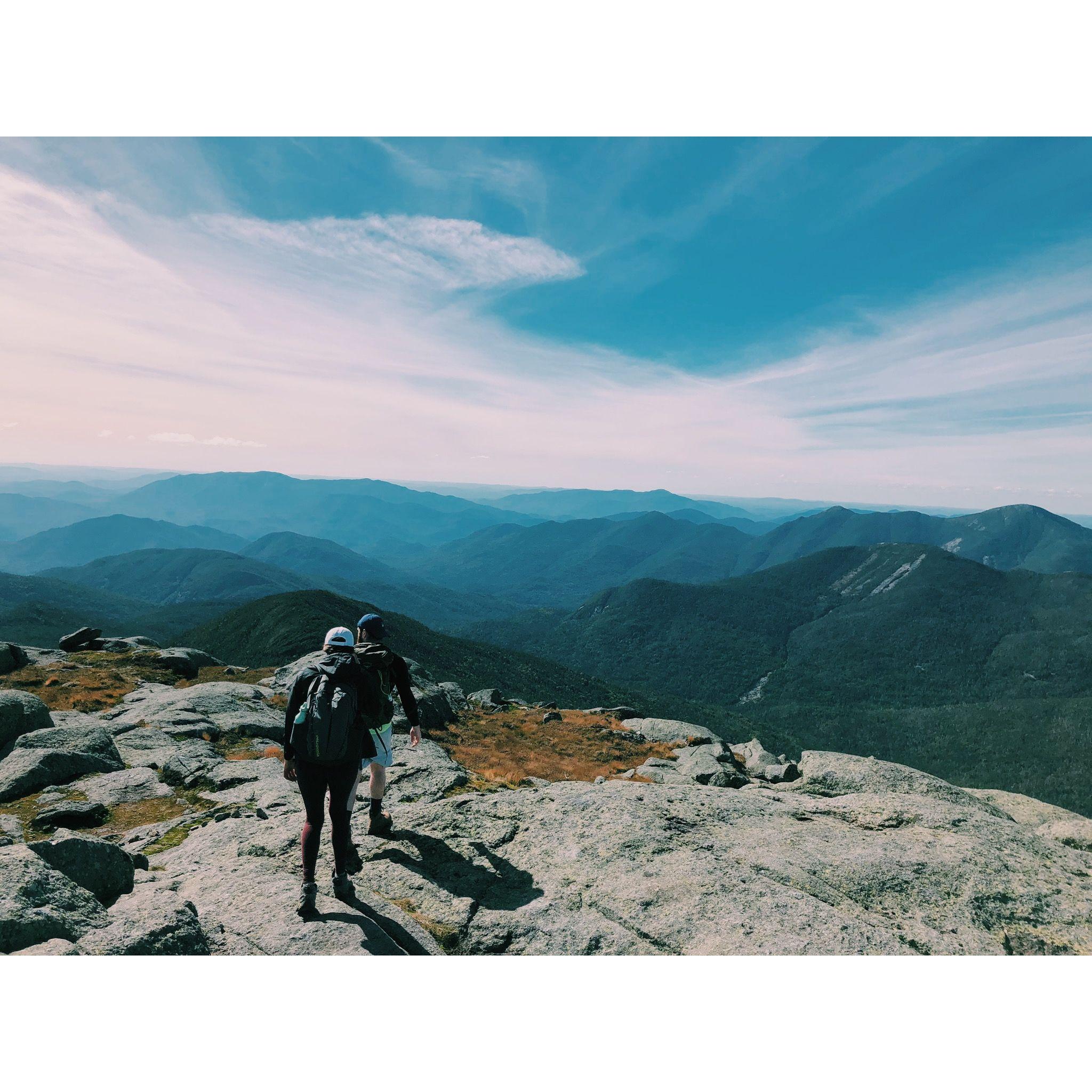 Alex leading Austin off the cliffs of the Adirondacks