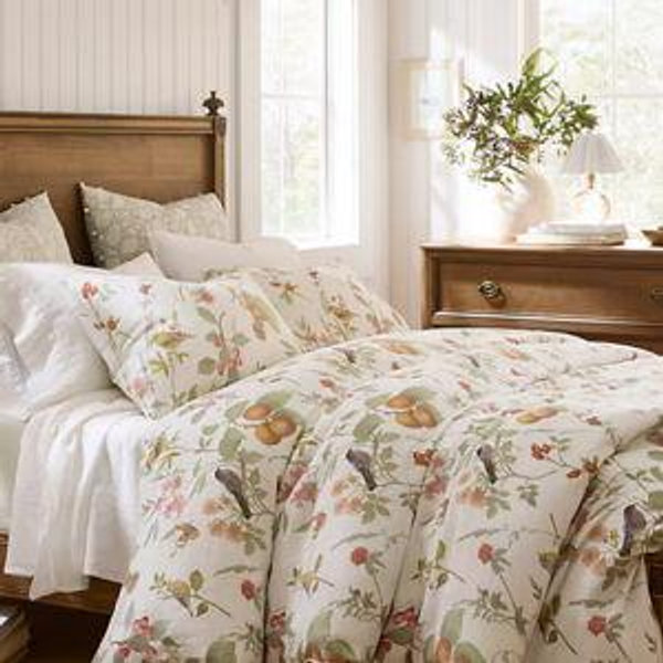 Chelsea Garden Heirloom European Flax Linen Duvet Cover | Ivory Multi, King/Cal. King