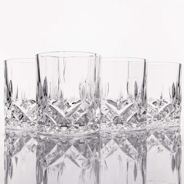 LEMONSODA Crystal Cut Old Fashioned Whiskey Glasses - Set of 6 - With Premium Gift Box - 10oz Premium Lead-Free Crystal Glass Tumbler For Drinking Bourbon, Scotch, Cognac - Housewarming Gifts