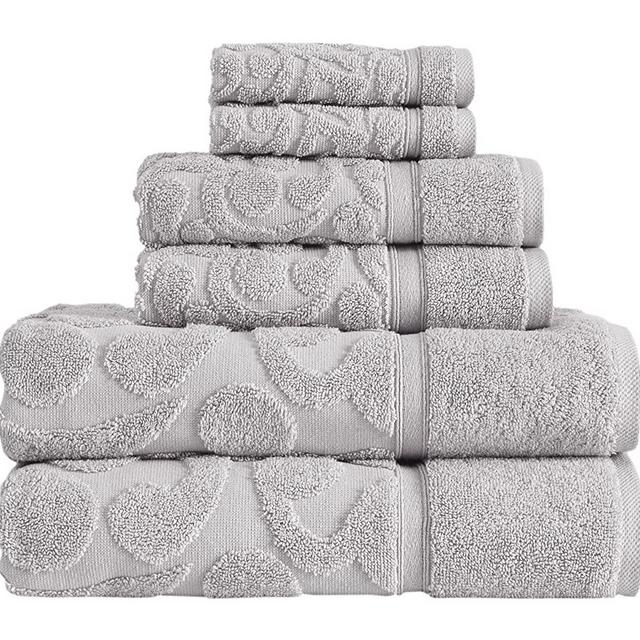 Classic Turkish Towels Luxury 6 Piece Towel Set - Woven Jacquard Bath Towels Made with 100% Turkish Cotton (Stone)