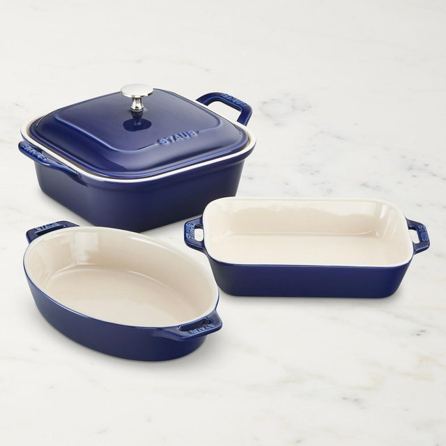 Staub Stoneware Baking Dishes, Set of 4, Dark Blue