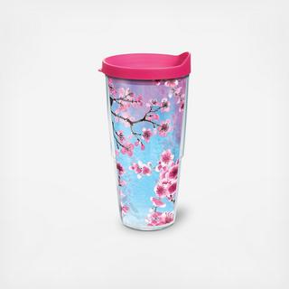 Colorful Blossoms Tumbler with Travel Lid