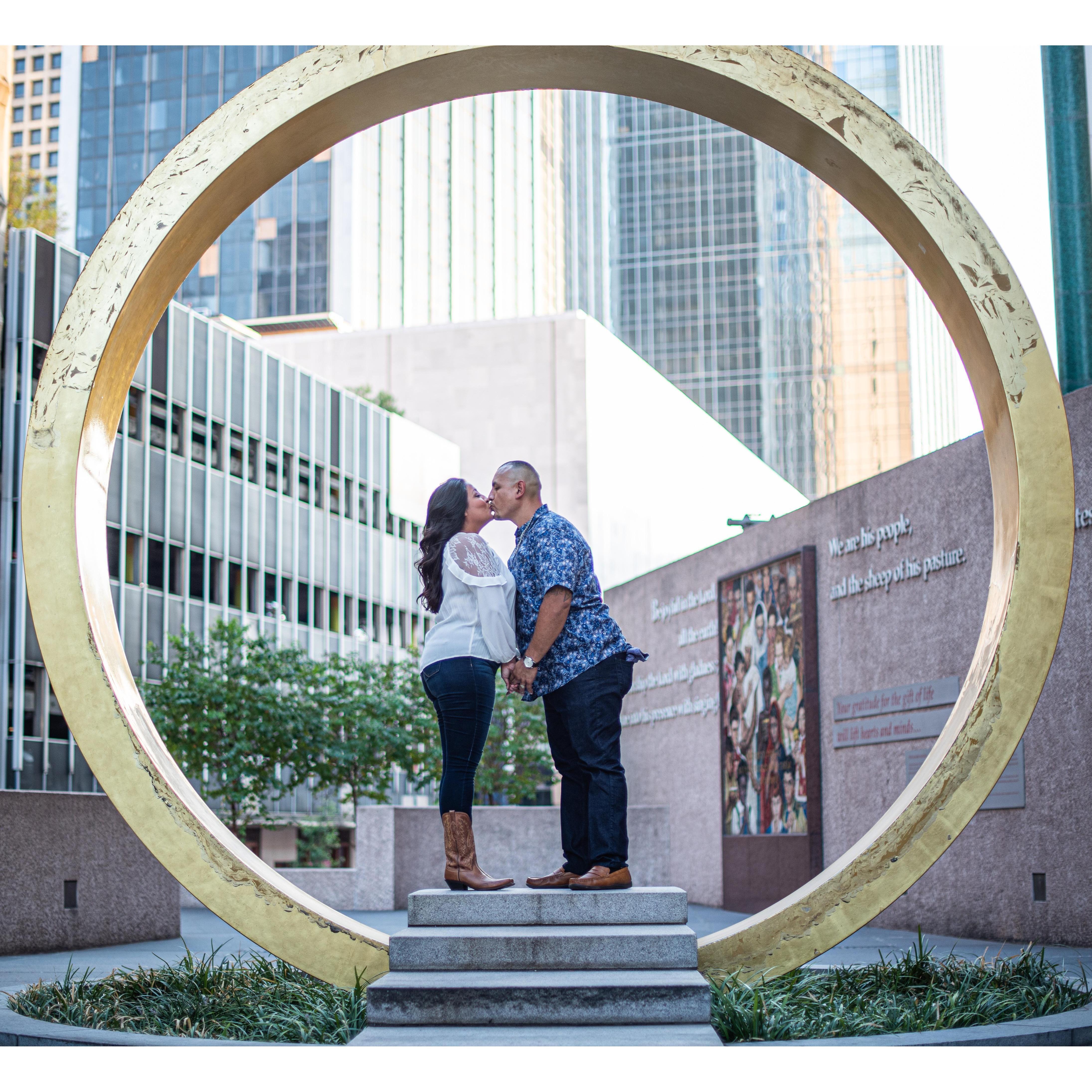 Our Engagement Photos - Thanks-Giving Square, Dallas