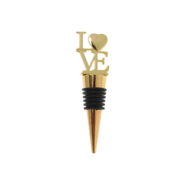 Unique Bargains Bottle Stoppers Love Style Zinc Alloy Aluminum Alloy TPR Gold Tone 3.86"x1.10"x0.79" 1 Pc