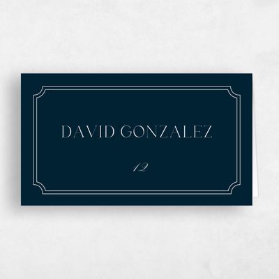 Darkest Teal, Blue Wedding Place Card - Constance