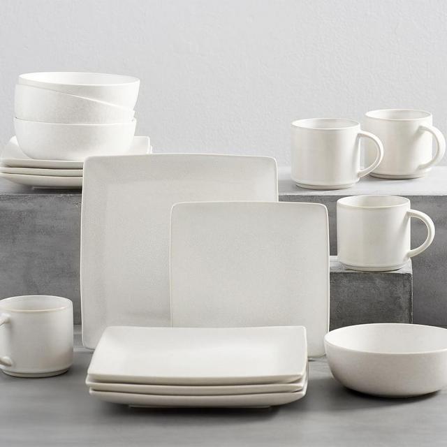 Mason 16-Piece Square Dinnerware Set - Ivory