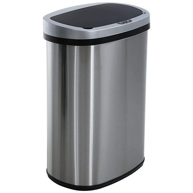 HCY Motion Sensor Kitchen Trash Can Stainless Steel Metal Garbage Can Mute Automatic Waste Bin for Office Kitchen Living Room Bathroom 13 Gallon 50 Liter