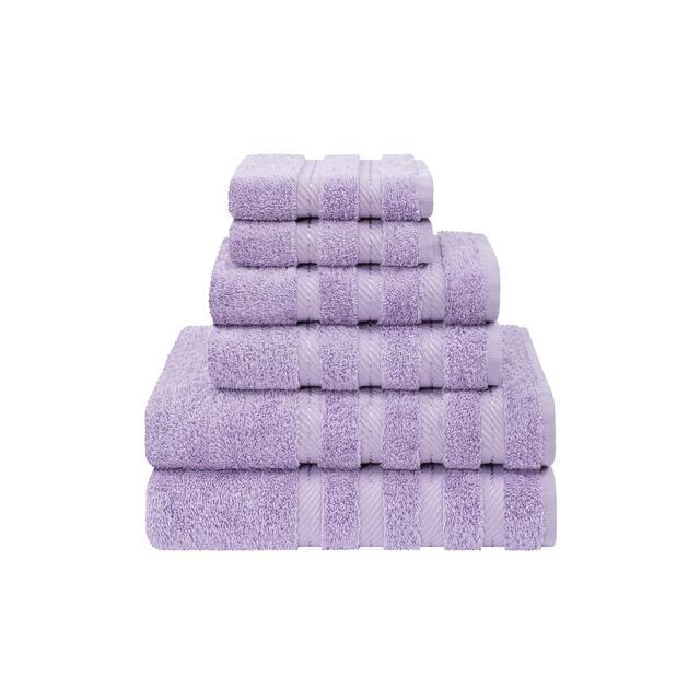 American Soft Linen 6 Piece Towel Set, 100% Cotton Bath Towels for Bathroom, Lilac