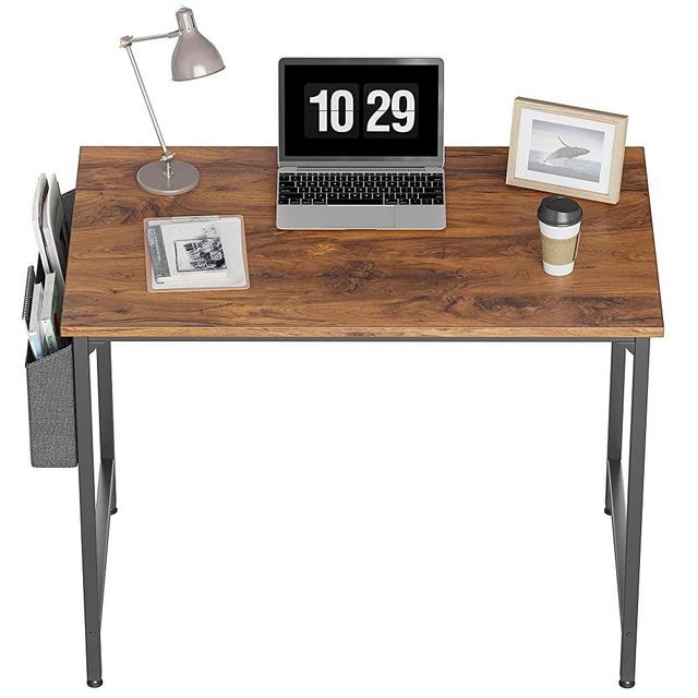 CubiCubi Study Computer Desk 32" Home Office Writing Small Desk, Modern Simple Style PC Table, Black Metal Frame, Deep Brown