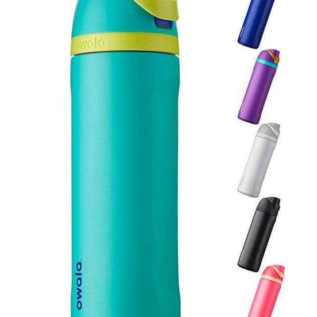 Owala FreeSip Insulated Stainless Steel Water Bottle with Straw for Sports and Travel, BPA-Free, 24-Ounce, Neon Basil
