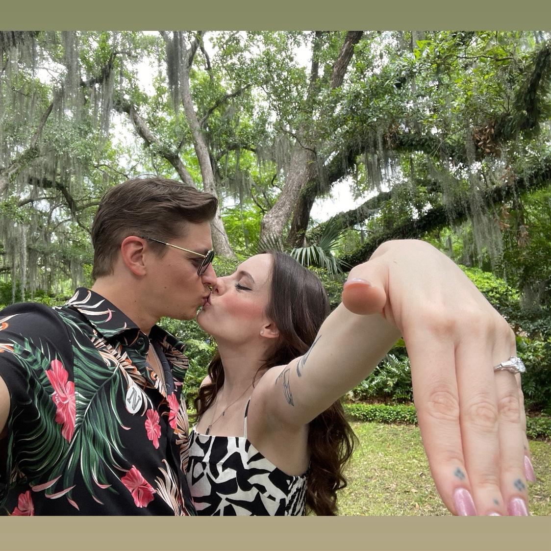 Engaged! Nick popped the question in the statue garden at the museum of fine arts in New Orleans ♥️