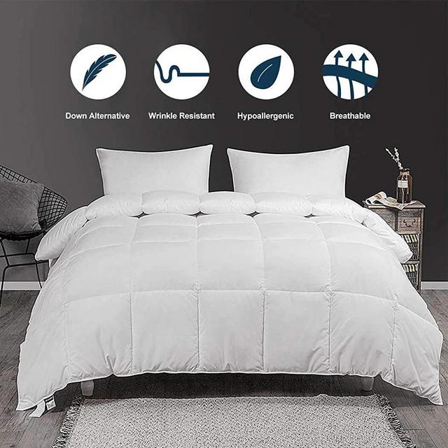 Accuratex Luxury Collection Hotel Style Allergy Free Super Soft Microfiber Overfilled White Goose Down Alternative Comforter, Duvet Insert with Corner tabs Full/Queen Size