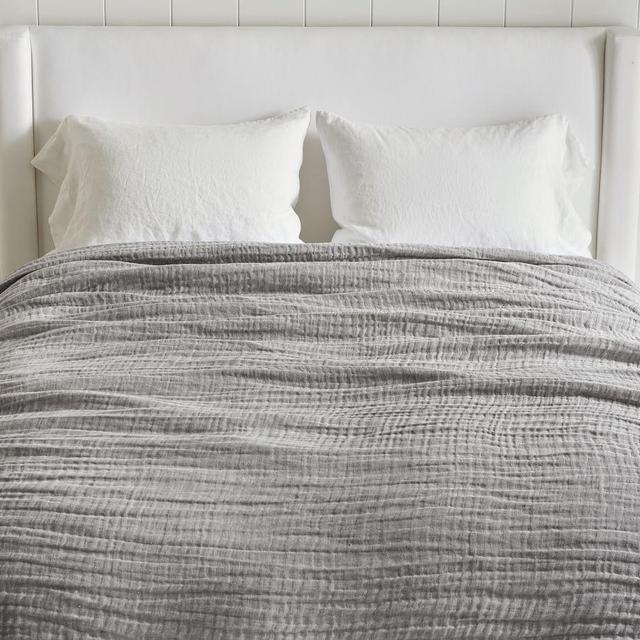 Gray Cloud Linen Blanket, King/Cal. King