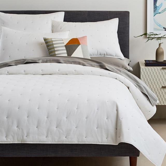 Organic Washed Cotton Quilt, Full/Queen, Stone White
