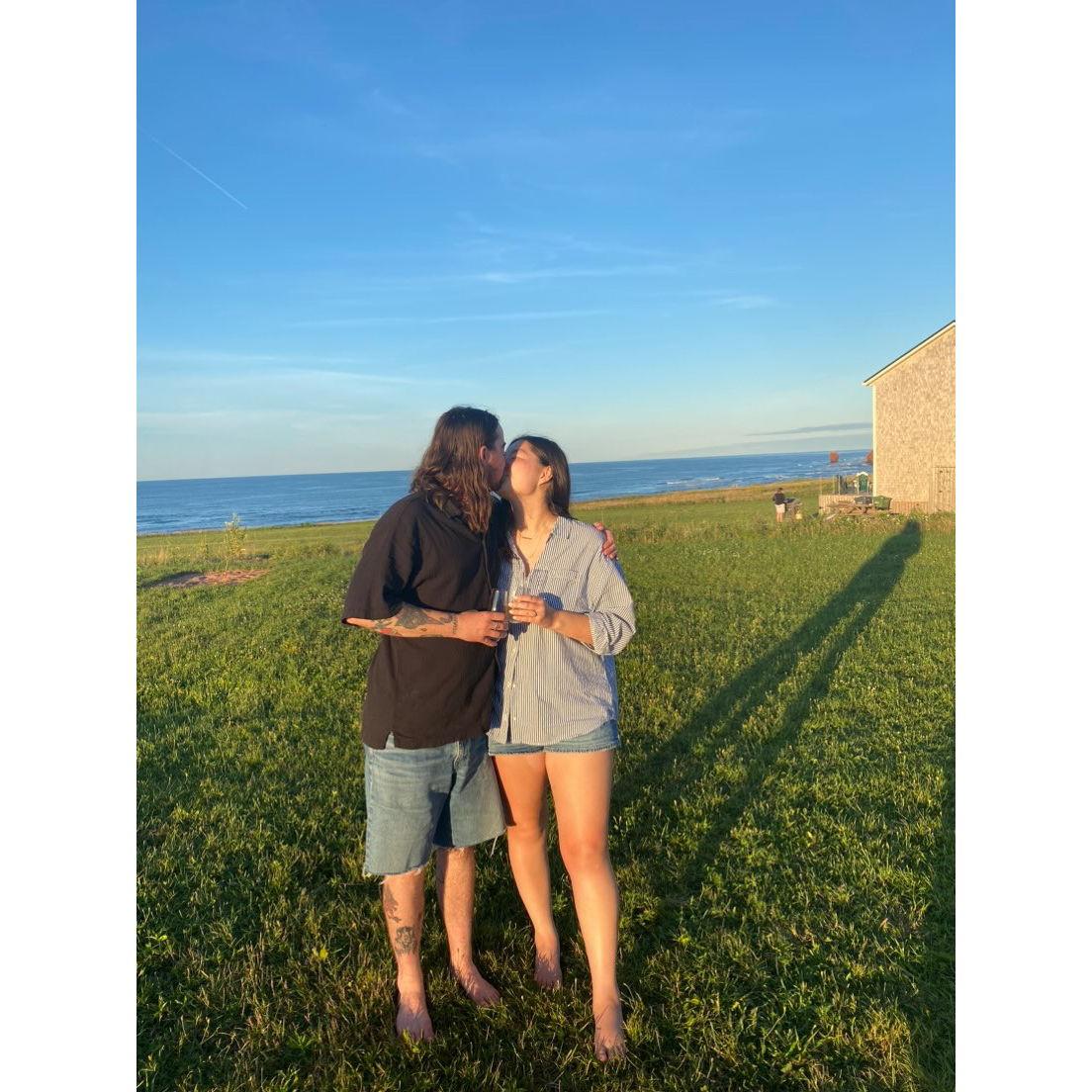 Said “yes” on the red sands of Prince Edward Island, where Meredith has spent most summers with his family.