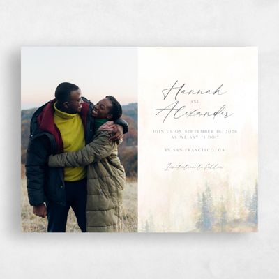 Beige Mountain Wedding Save the Date - Forest Photo