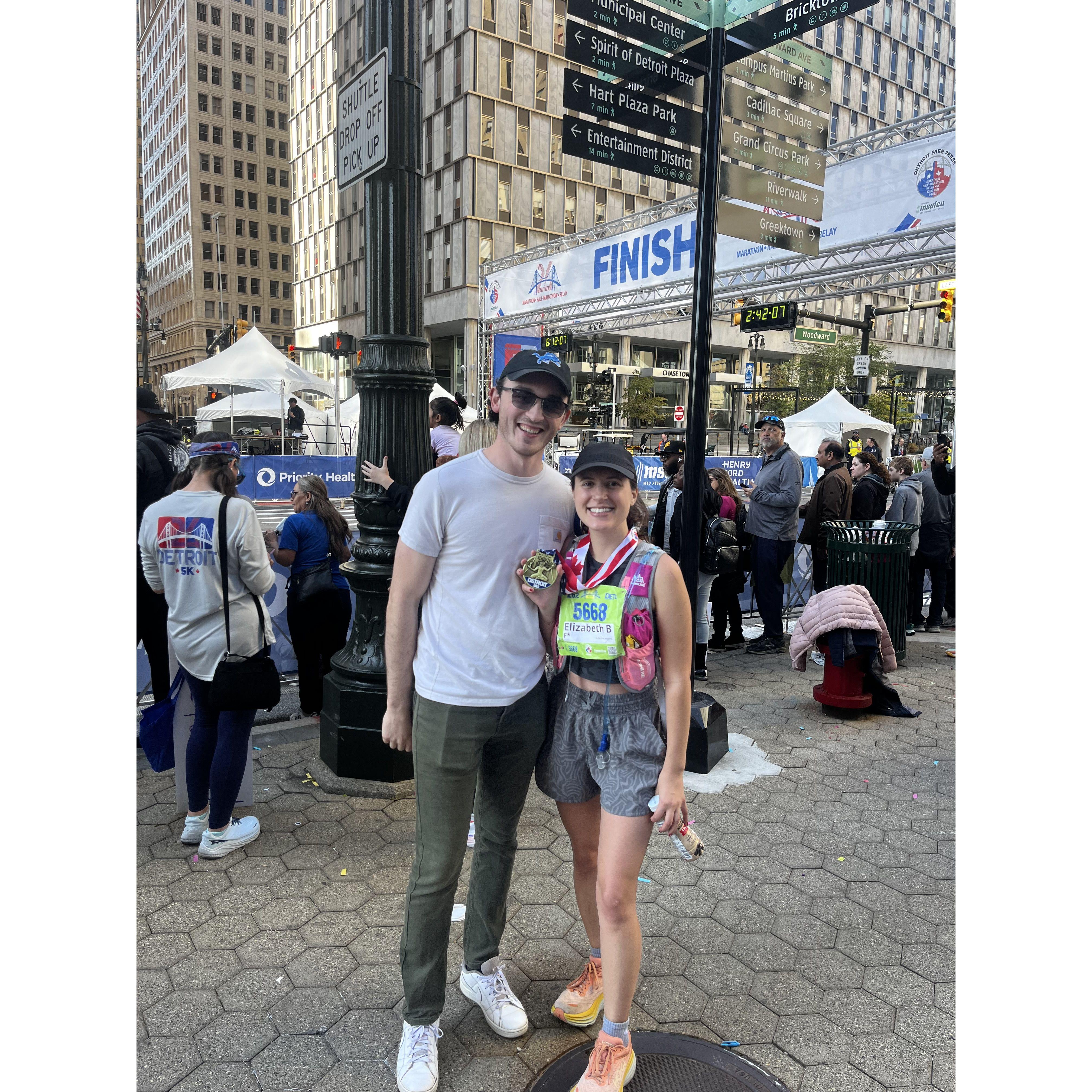 After Elizabeth's marathon! Jack supported her the whole way and even biked next to her on some of the long training runs!