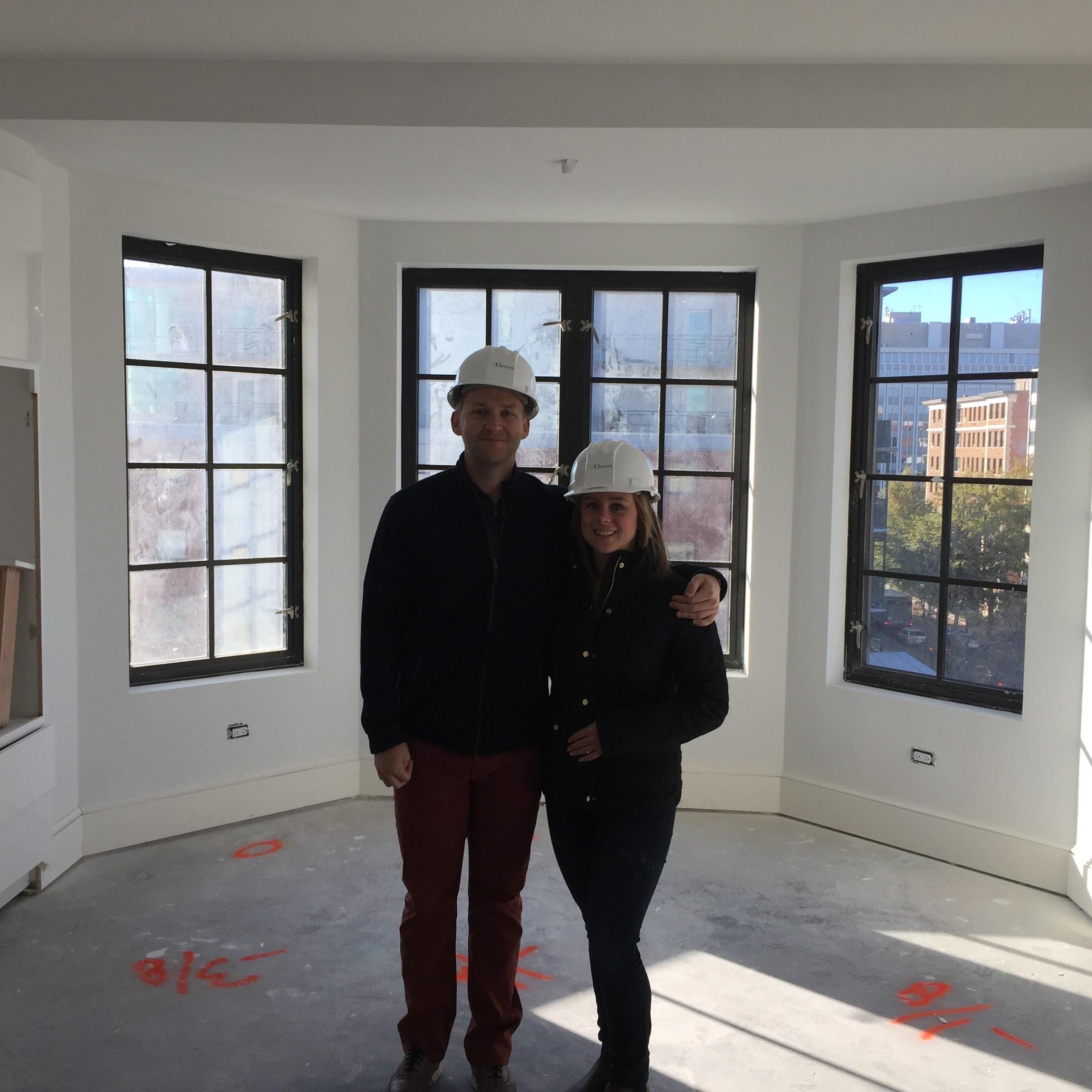 Hard hat touring our future home