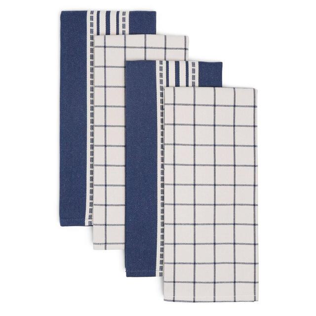 4pk Cotton Bistro Kitchen Towel Set Blue - Town & Country Living