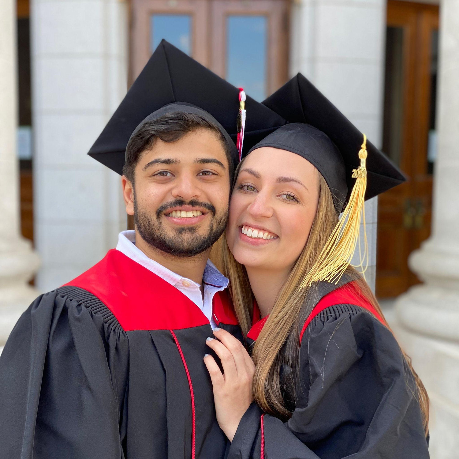 Graduated into COVID, Sophie with a bachelors degree in biology and Rishi with a bachelors degree in computer engineering
