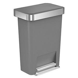 simplehuman® 45-Liter Plastic Rectangular Step Trash Can with Liner Pocket in Grey