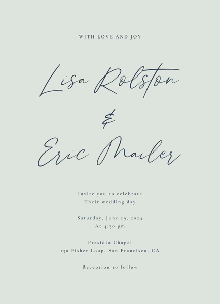 Carlton Portrait | Pastel Sage | Zola Wedding Invitations