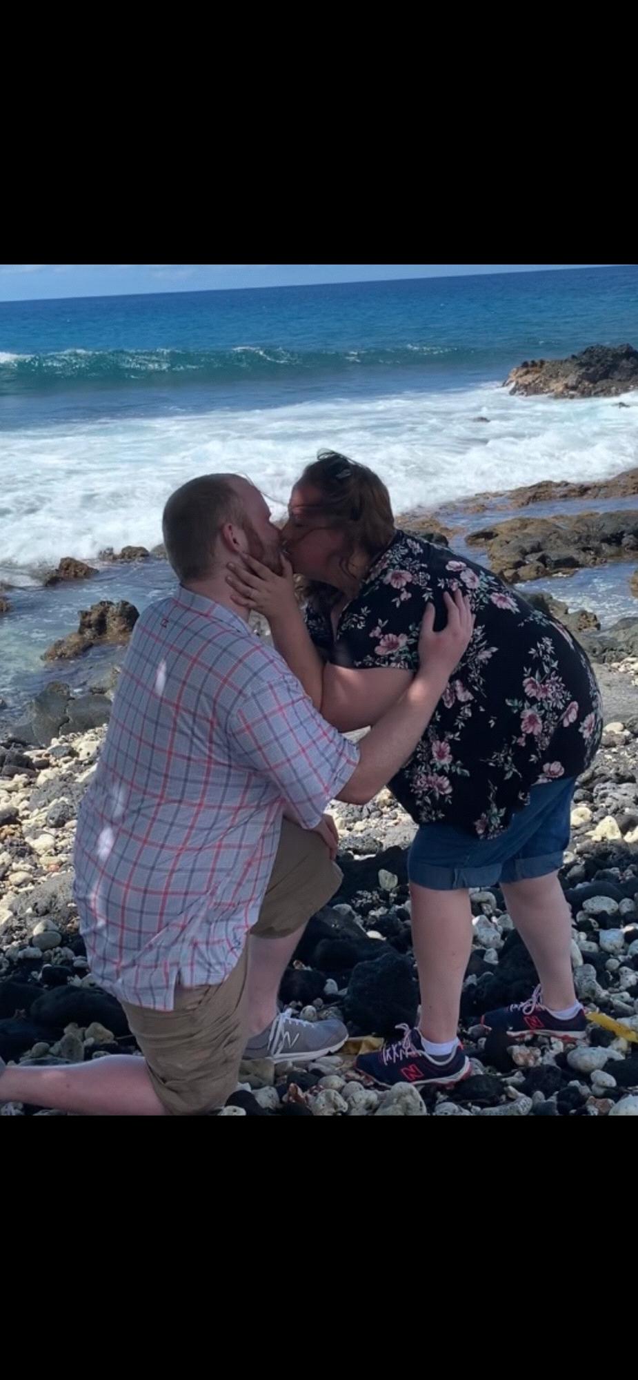 A kiss to celebrate our engagement