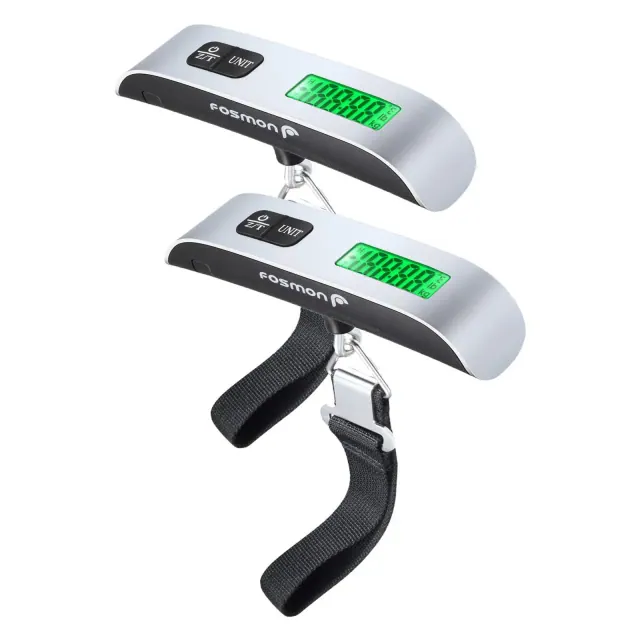 Fosmon 2 Pack Digital Luggage Scale 110Lb Capacity, Baggage Luggage Weight Scale with Hook and Temperature Sensor, Weighing Suitcase Scale for Travel
