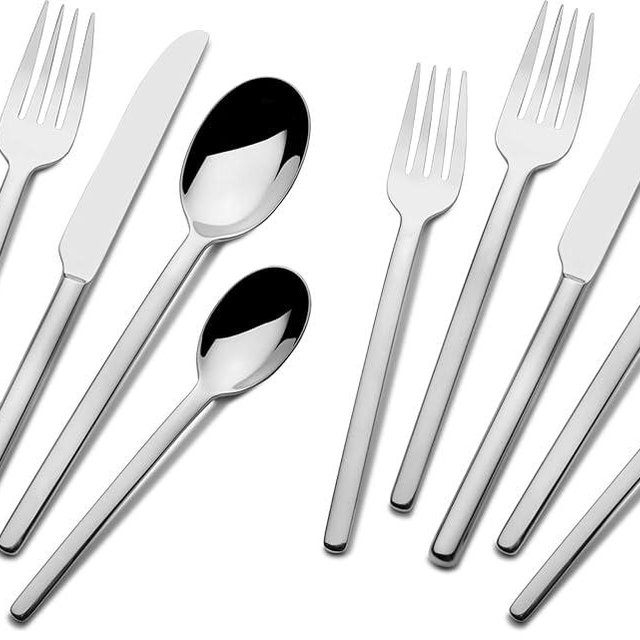 Mikasa, Zena Flatware Service for 8, 45 Piece Set, 18/0 Stainless Steel, Silverware Set with Serving Utensils (Pack of 2)