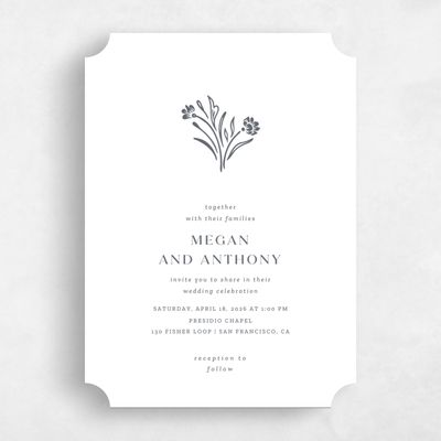 White Ticket Wedding Invitation - Basel Classic