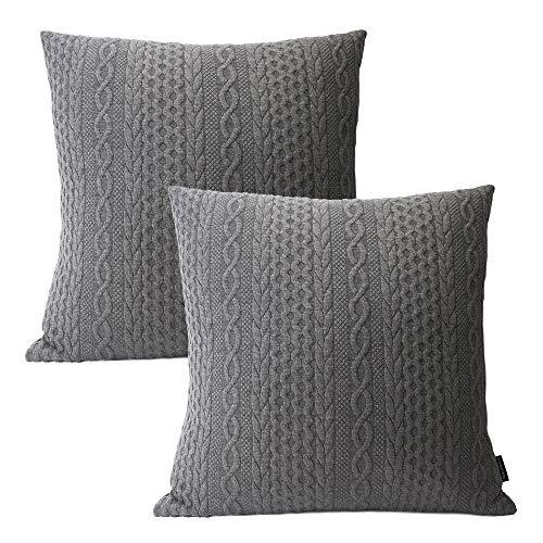Booque Valley Decorative Pillow Covers, Pack of 2 Super Soft Elegant Modern 3D Embossed Patterned Gray Cushion Covers Throw Pillow Cases for Sofa Bed Car Chair, 20 x 20 inch(Grey)