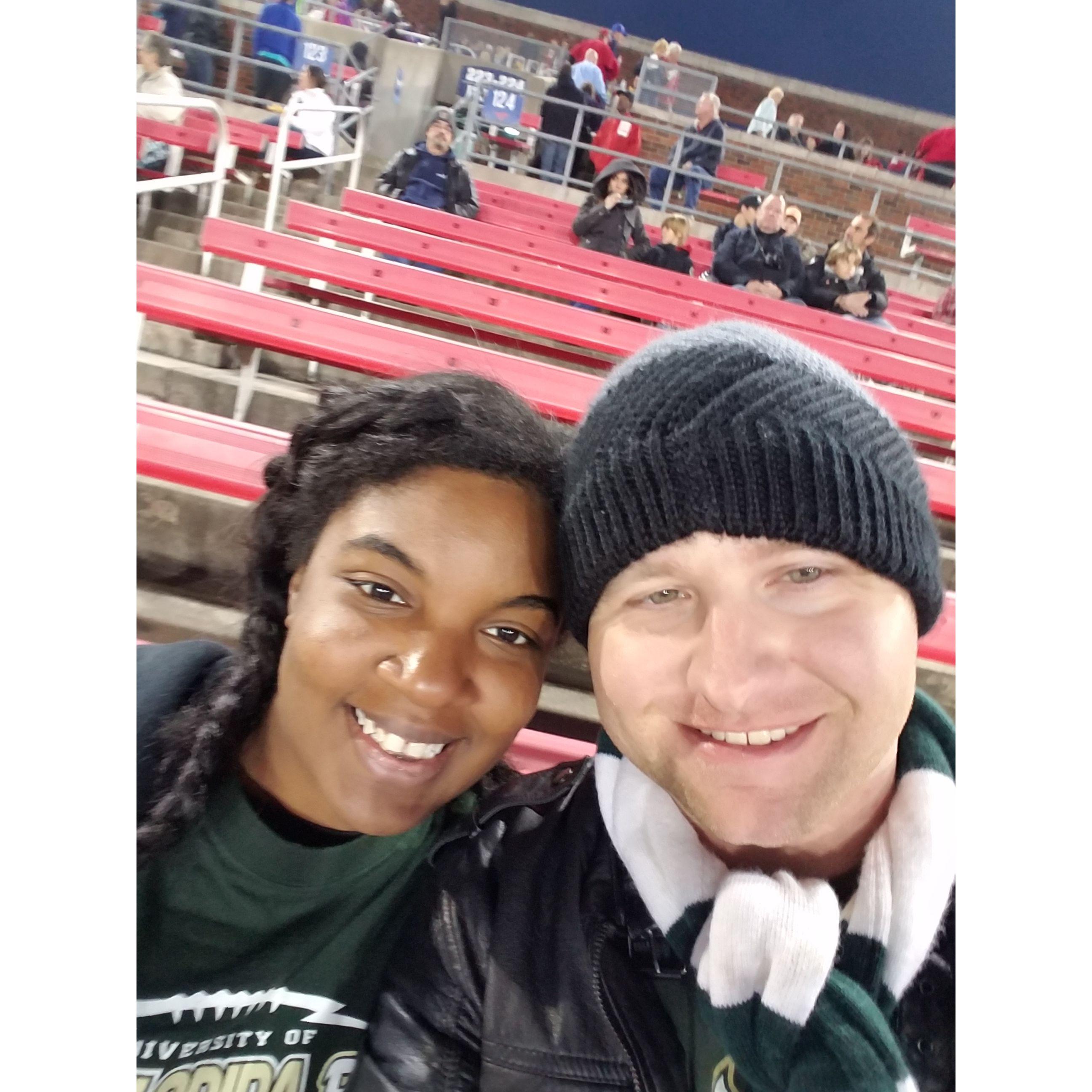 Alyssa's first USF football game. Maybe if it hadn't been 30 degrees she would've had more fun watching USF beat SMU in Dallas.