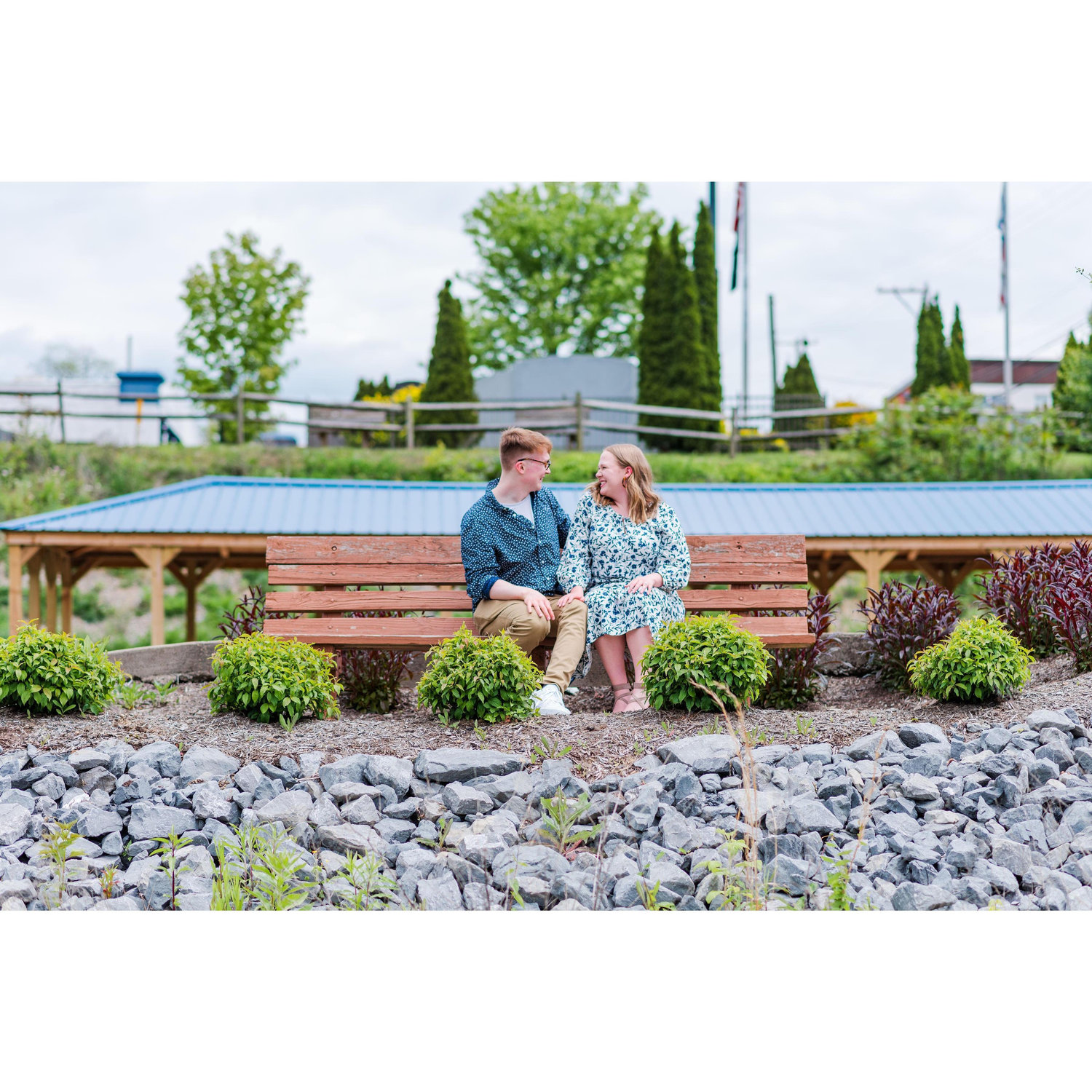 This is the exact bench we sat on when we said 'I Love You" for the first time. This picture was taken the day we got engaged!